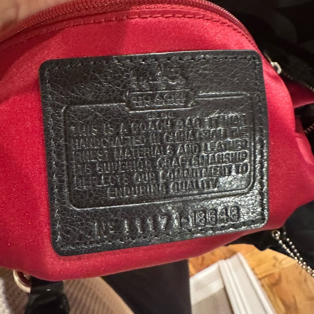 Coach Black Signature Nylon Shoulder Bag with Black Patent Handles - Picture 6 of 7